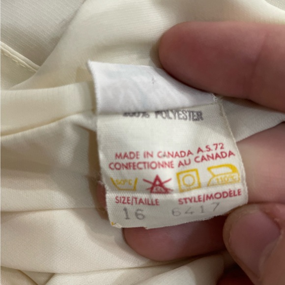 Style Rite Vintage Press Crease Straight Blouse Off-White Flowy Sleeves Collar - Picture 4 of 6